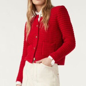 ba&sh Red Textured Cardigan